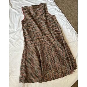 Anthropologie Maeve size x-small women brown chevron knit midi dress 0769